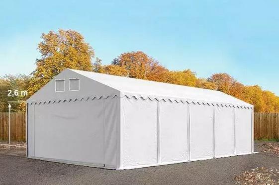 Professzionlis  raktársátor, tároló sátor 5x10 m ponyva PVC oldalmagasság+2,6 m erősített szerkezettel padlókerettel