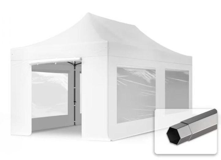 PROFI Pop-up összecsukható pavilon rendezvénysátor 3x6m ponyva PVC 4db oldalfallal, acélszerkezettel, ablakkal