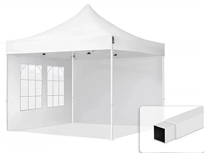PROFI Pop-up összecsukható pavilon, rendezvénysátor ollómechanikával 3x4,5 m ponyva PVC 4db oldalfallal, panoráma ablakokkal