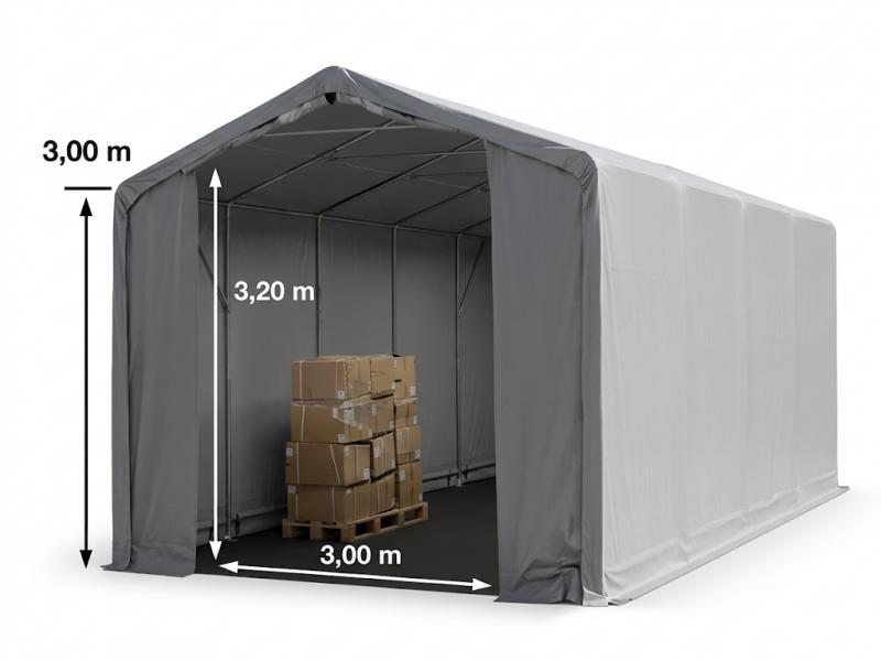 Raktársátor ponyva csarnok 4x10 m oldalmagasság 3,00 m ponyva PVC  szürke