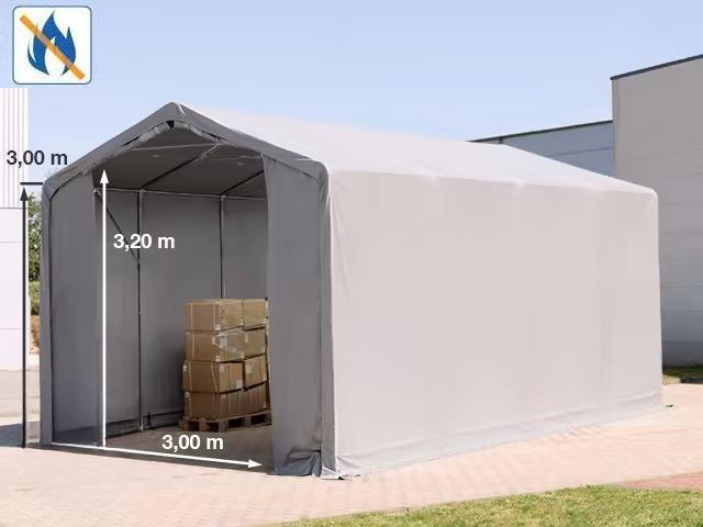 Raktársátor ponyva csarnok 4x8 m oldalmagasság 3,00m ponyva lángálló PRIMEtex-ponyva,  szürke