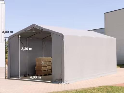 Raktársátor ponyva csarnok 6x8m oldalmagasság 3,00m  standard bejárat ponyva PVC szürke