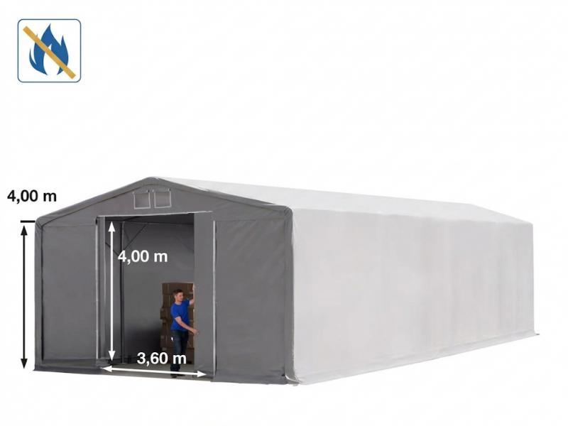 Raktársátor, ponyvacsarnok 8x16 m, 4 m oldalmagasság, lángálló PRIMEtex ponyva, szürke