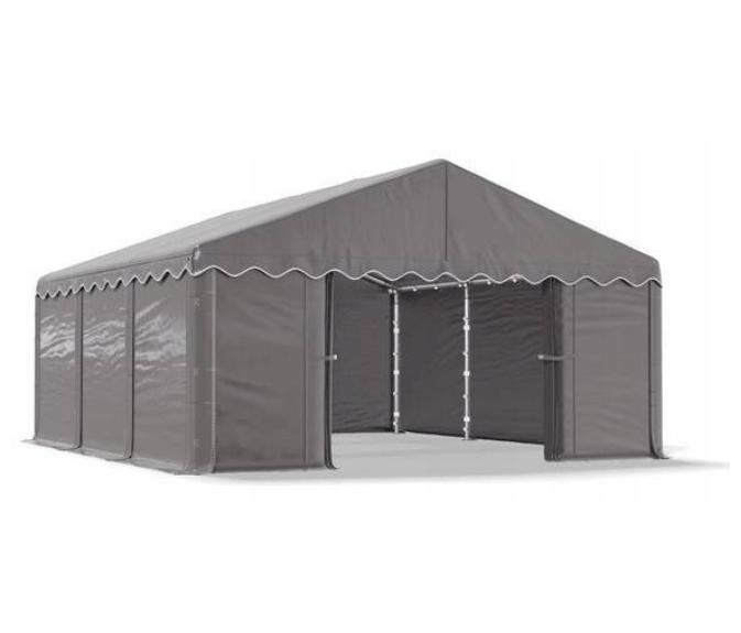 Raktársátor tároló, műhelysátor 4x6  m ponyva PE erősített horganyzott  acélvázas kivitel szürke