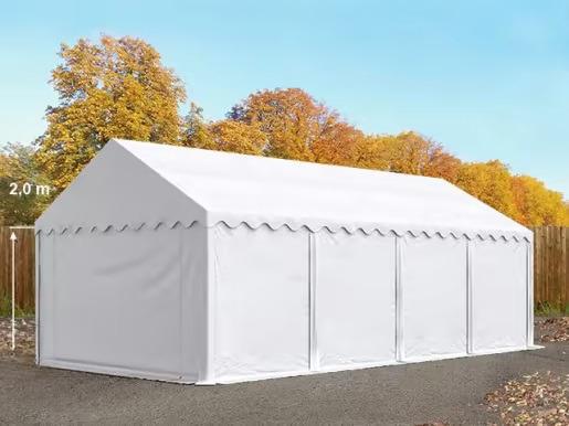 Raktársátor  tároló sátor 4x8 m ponyva PVC erősített szerkezettel padlókerettel