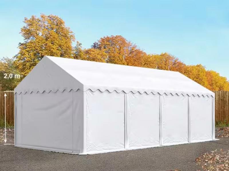 Raktársátor, tárolósátor, ipari sátor 4 × 8 m – 32 m², erős PVC ponyvával és horganyzott acélszerkezettel