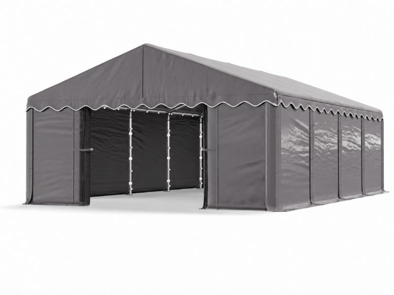Raktársátor, tárolósátor, ipari sátor 5 × 8 m – 40 m²  PE ponyvával, horganyzott acélvázzal szürke