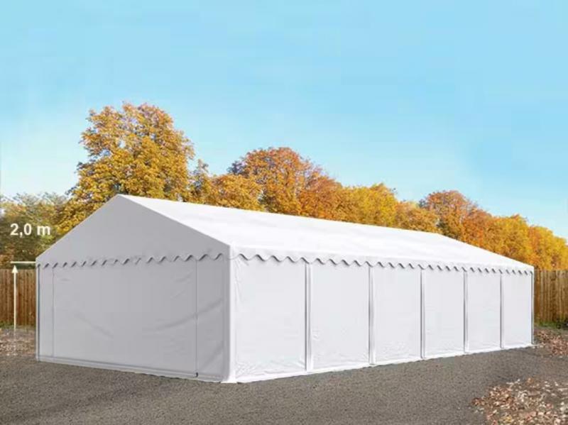 Raktársátor, tárolósátor, ipari sátor 6 × 12 m – 72 m², fehér PVC ponyvával, padlókerettel és megerősített horganyzott acélszerkezettel