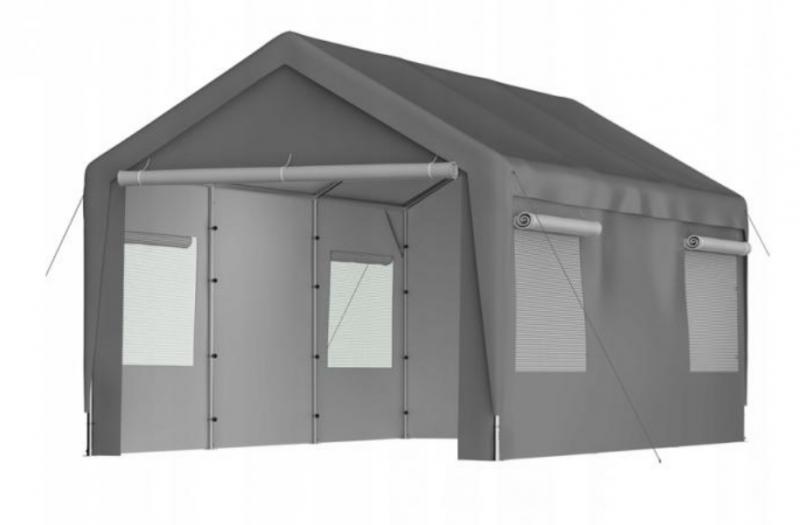 Raktársátor, tárolósátor, mobilgarázs 3 × 6 m – 18 m², fémvázzal, levehető oldalfalakkal és feltekerhető ablakokkal