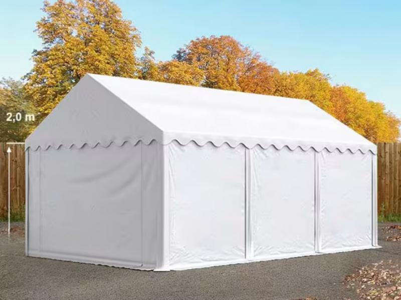 Raktársátor, tárolósátor, műhelysátor 4 × 6 m – 24 m², erős PVC ponyvával és horganyzott acélvázzal