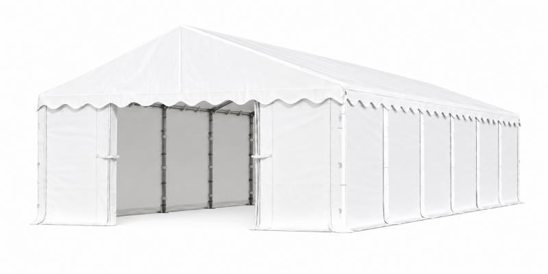 Raktársátor, tárolósátor, műhelysátor 6 × 12 m – 72 m²,PE ponyvával, korrózióvédett horganyzott acélvázzal, Ø38 mm-es csövekkel és megerősített csatlakozókkal fehér
