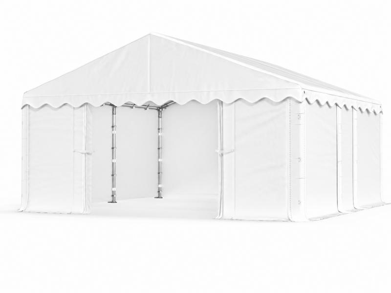 Raktársátor, tárolósátor, nyári sátor 3 × 5 m – 15 m², 240 g/m² PE fehér ponyvával, horganyzott acélvázzal