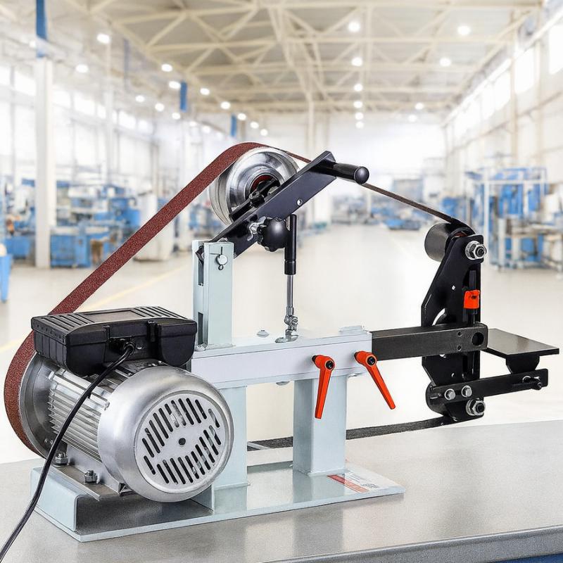 Szalagcsiszoló, 2db 208 cm szalaggal, 3db csiszolókoronggal, 110 V-os 1,5 kW