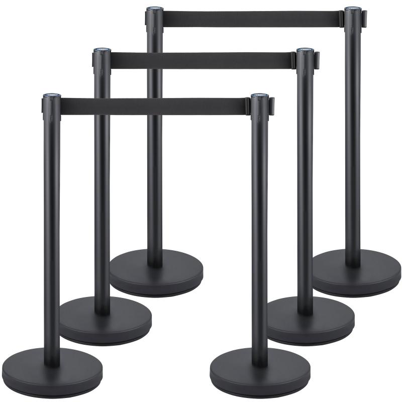 Szalagos elválasztó oszlop  6 db fekete 90 cm