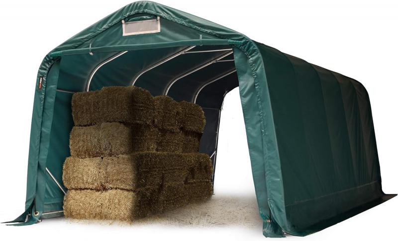 Takarmánytároló, állattaró sátor sátorgarázs 3,3x6,0 m, PVC talajrögzítéssel