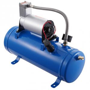 12 V-os tartályos légkompresszor készlet – 6 literes légtartály, 6,2–8,3 bar üzemi nyomás, univerzális járműkompatibilitás