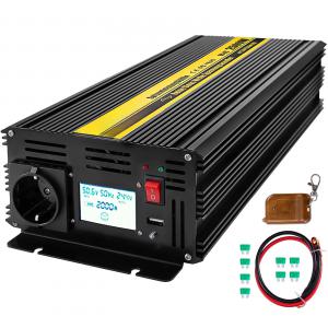 2500W-os inverter USB porttal, LCD kijelzővel, távirányítóval, DC 12V - AC 230V