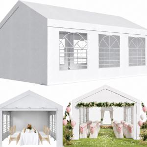 3 × 6 m-es vízálló rendezvénysátor – stabil kerti pavilon, UV 50+ védelemmel, 560 g/m² PE ponyvával, fehér