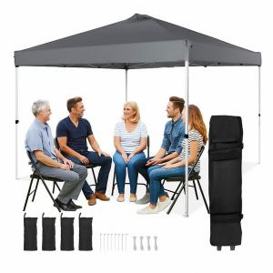 3x3 m Pop-up sátor – Összecsukható rendezvénysátor hordozótáskával, homokzsákokkal és UV-védelemmel (szürke)