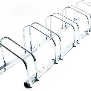 5 férőhelyes acél kerékpártároló padlóra rögzíthető kivitelben – 1305 × 320 × 265 mm, szürke