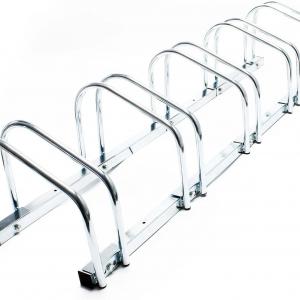 5 férőhelyes acél kerékpártároló padlóra rögzíthető kivitelben – 1305 × 320 × 265 mm, szürke