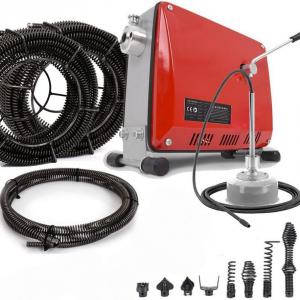 500 W elektromos csőtisztító gép, csőgörény – 450 ford./perc, 30–100 mm csőátmérőhöz, 5 m és 29 m tisztítóspirállal