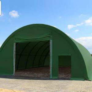 Csarnoksátor mezőgazdasági íves hangársátor, terménytároló 9,15x 26m ponyva tűzálló PVC  zöld  (237,9 m²)