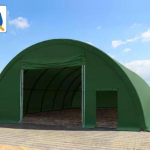 Csarnoksátor, mezőgazdasági sátor 9,15x20m, ponyva tűzálló, sötét zöld, statikai megerősítéssel (183m²)