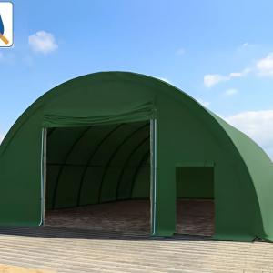 Csarnoksátor mezőgazdasági termény tároló sátor 9,15x12m ponyva extra erős PVC sötétzöld, statikai csomaggal (109,80 m²)