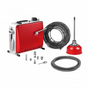 Csőtisztító gép ipari lefolyótisztító duguláselhárító gép motor 390 W, 1400 ford/perc 6db  vágófejjel (50–110 mm csövekhez)