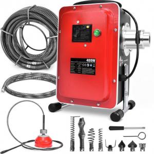 Csőtisztító gép  lefolyótisztító duguláselhárító gép motor 400 W,30–100 mm csövekhez, 5 m-es (Ø10 mm) és 18,5 m-es (Ø16 mm) spriállal