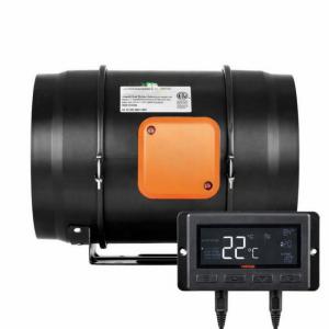 Csőventilátor 1370 m³/h légszállítással, 68 W teljesítménnyel, automatizált hőmérséklet- és páratartalom-szabályozással