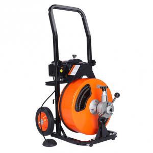 Elektromos lefolyótisztító gép 15 m × 12,7 mm spirállal – automata adagolású 1500 ford/perc motorral, 4 vágófejjel és lábkapcsolóval, 50–100 mm csövekhez