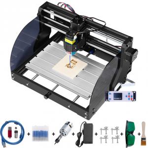Gravírozógép 300×180×45 mm – CNC Router CNC 3018 Pro 15W Lézergravírozó, GRBL vezérlésű 3 tengelyes gép offline vezérlővel, műanyag, akril, PVC és fa megmunkálásához