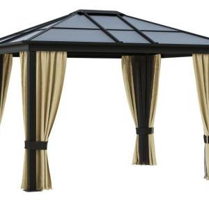 Harmony  Alumínium pavilon pergola polikarbonát tetővel 3x3,6m  fekete-bézs