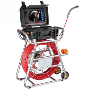 Ipari Csatornavizsgáló kamera – 100 m félmerev kábel, 25,6 cm (10,1”) érintőképernyős kijelző, 512 Hz-es jelküldő, távolságmérő, 12 LED-es megvilágítás, 32 GB memóriakártya, IP67 védettség
