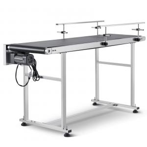Ipari rozsdamentes acél szállítószalag PVC szalaggal – 150 x 40 cm, 45 kg teherbírás, kétirányú változtatható sebesség