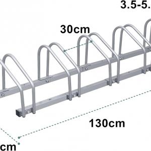 Kerékpártartó 5 kerékpárhoz, 35–55 mm-es gumiabroncs-szélességhez, többállásos padlón álló kerékpártároló, keréktartó állvány, padló- és fali rögzítésű kivitel.