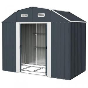Kertiház szerszámtároló fészer horganyzott acél 238x132x198 cm alappal sötétszürke (6,23 m³)