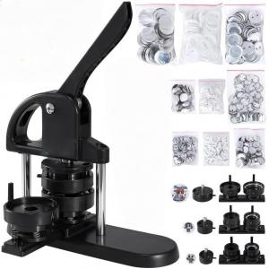 Kitűző készítő gép – Gombkészítő gép 3 az 1-ben – 25 / 32 / 58 mm-es jelvénylyukasztó és gombkészítő készlet, 300 db gombalkatrésszel, körvágóval