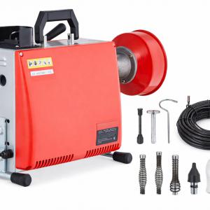 Lefolyótisztító, csőtisztító gép, csőgörény– 250 W-os motorral, 16 mm-es spirállal, 20 m + 4,5 m kábellel, 40–100 mm átmérőjű csövekhez