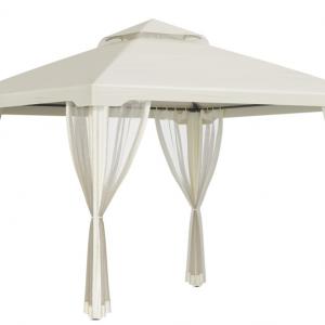 Luxus kerti pavilon, pergola oldalfüggönnyel 3x3m  krémfehér