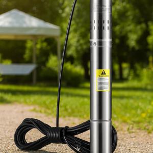 Mélykúti búvárszivattyú – 550 W teljesítmény, max. 35 l/perc szállítási kapacitás, max. 108 m emelőmagasság, rozsdamentes acél kivitel, IP68 védelem, 20 m tápkábellel