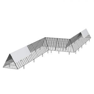 Moduláris csirkefuttató és tyúkól szabadtartású baromfitartáshoz — 730 × 200 × 61,5 cm, területe 14,6 m², kb. 12–15 tyúk számára