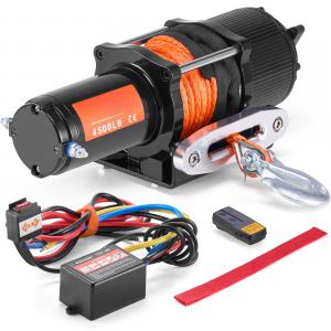 Nagy teljesítményű 12 V-os elektromos csörlő 2041 kg húzóerővel, vezeték nélküli távirányítóval