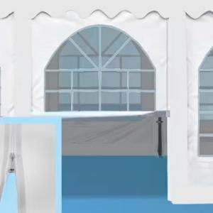 Oldalfal, oldalsó bejárat rendezvénysátorhoz 2 x 2,6 m PVC ablakkal, cipzárral