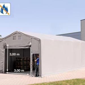 Outlander  ponyva csarnok raktársátor  5x10m oldalmagasság 3,00 m ponyva lángálló PVC  felhúzható kapuval,  szürke