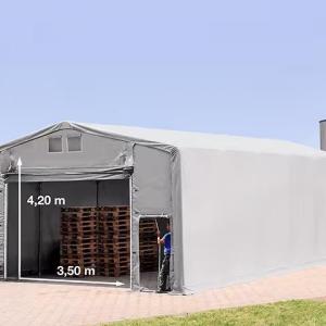 Outlander ponyva csarnok  raktársátor, ipari sátor  8x12m oldalmagasság 4,00m felhúzható kapuval ponyva PVC szürke