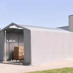 Outlander raktársátor csarnoksátor, ipari tároló sátor 4x12m oldalmagasság 3,00 m  átlátszó tetőablakkal ponyva PVC szürke