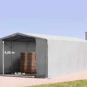 Outlander  raktársátor ponyva csarnok 8x12m raktársátor 4,00m oldalmagasság, standard kapuval ponyva PVC szürke
